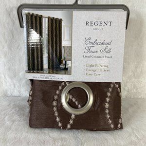 Regent Court Gramercy Faux Silk One Lined Curtain panel 50" x 84" new Brown